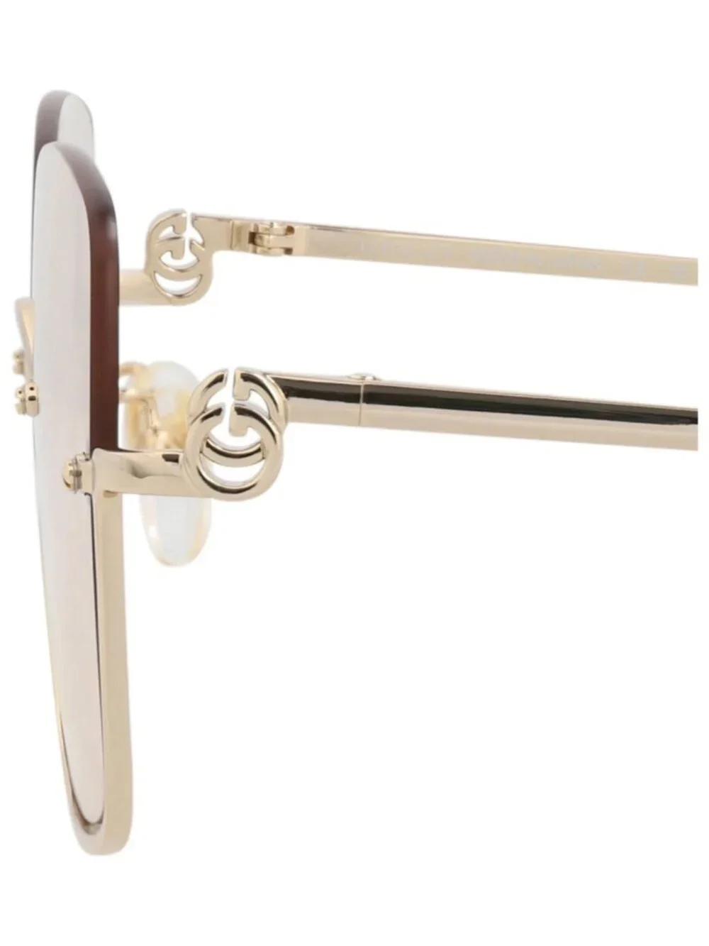 New Gucci Women's Sunglasses Square Rectangle Metal Frame Gold Gold Yellow